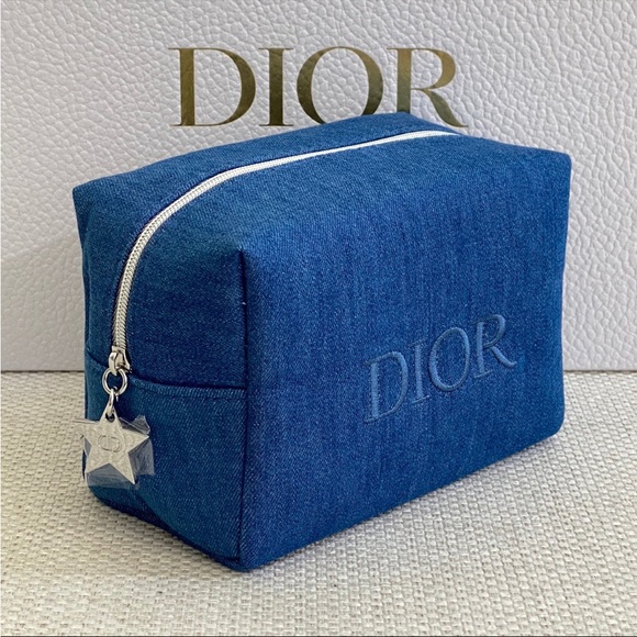 Dior denim blue make up pouch/ toilette bag - Picture 1 of 2